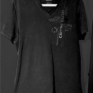 Calvin Klein Black Graphic V-Neck Tee